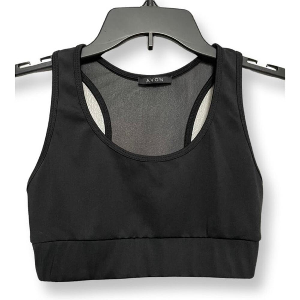 Avon Women's Black Racerback Sports Bra Sheer Back XS
